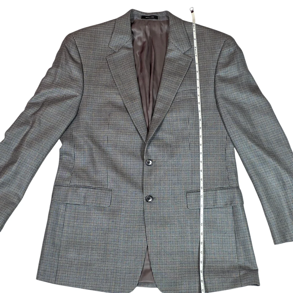LAUREN RALPH LAUREN Houndstooth Blazer | 40R | Gray | Silk Wool Tailored Preppy